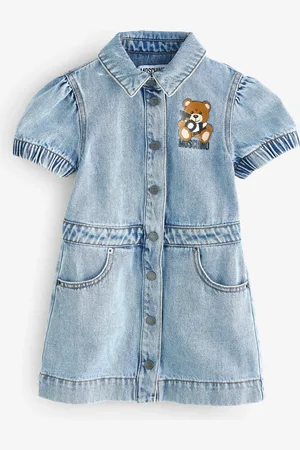 Moschino Logo Denim Dress With Puff Sleeves110116cm