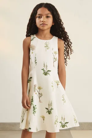 Reiss Elise NYBG Linen Floral Flared Dress128134cm