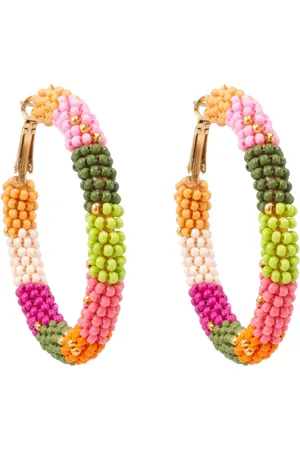 Bibi Bijoux Pink Multicolour Beaded Hoops Earringseen