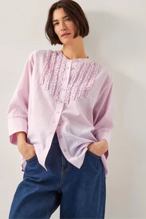 Monsoon Laura Ruffle Stripe 100% Cotton ShirtLarge