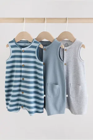 Next Baby 100% Cotton Vest Rompers 3 Pack56cm