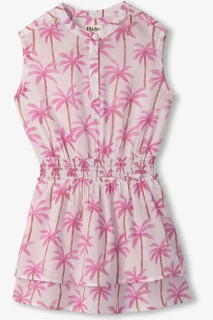 Hatley 100% Cotton Painted Palms Woven Play White Dress122128cm