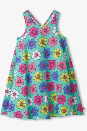 Hatley Blue 100% Cotton Happy Flowers Trapeze Dress140146cm