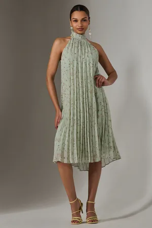 Jolie Moi Pleated Halter Neck Midi Dress44