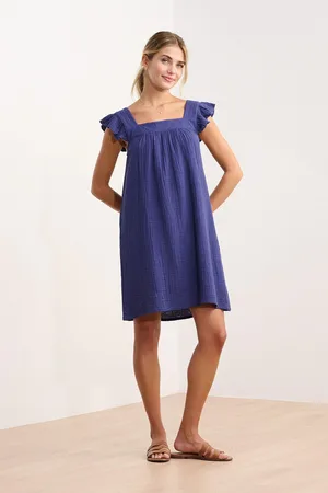 Hatley Blue Flutter Sleeve 100% Cotton Dressxsmall
