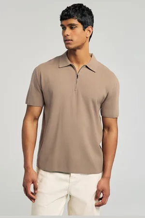 Next Relaxed Fit Premium gebreid poloshirt met korte mouwen en kwartritsSmall