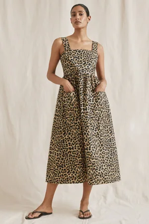 Albaray Animal Wide Strap 100% Organic Cotton Brown Sundress44