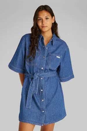 Calvin Klein Boxy Linen Belted Shirt Dresssmall