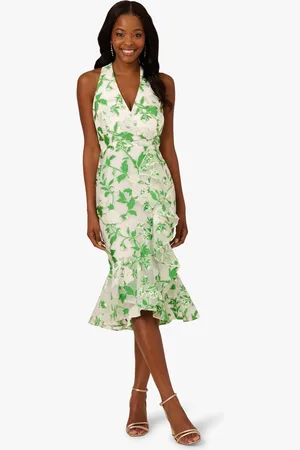 Adrianna Papell Green Organza Jacquard Dress38