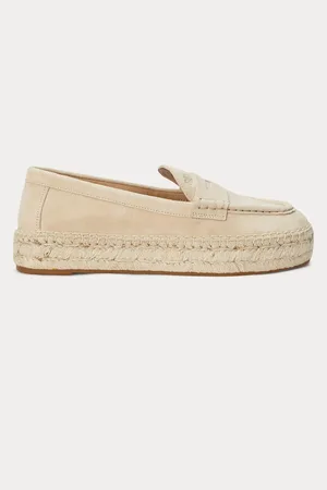 Ralph Lauren Luize Canvas & Suede Logo Espadrille Brown TrainersEU 35.5 (UK 3)