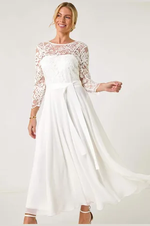 Roman Petite Lace Tie Waist Maxi Dress46