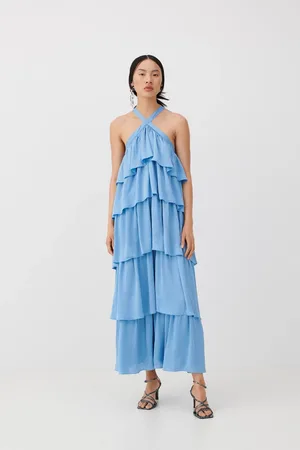VILA Satin Frill Tiered Maxi DressXS 6