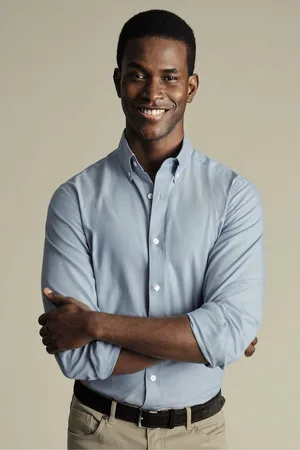 Charles Tyrwhitt Slim Fit Plain Brushed Twill 100% Cotton ShirtSmall