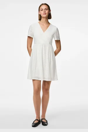 Pieces® Short Sleeve Broderie Anglaise DressM 10