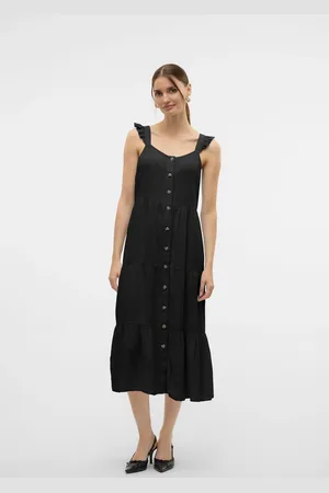 VERO MODA Tiered Button Down Maxi DressM 10