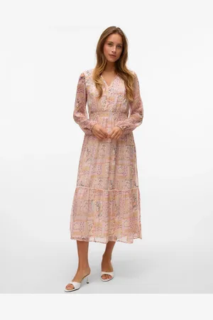 VERO MODA Printed Tiered Long Sleeve Maxi DressXXL 16
