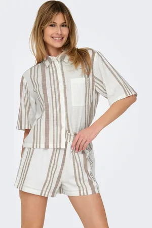 JDY 100% Cotton Short Sleeve Stripe ShirtM 10