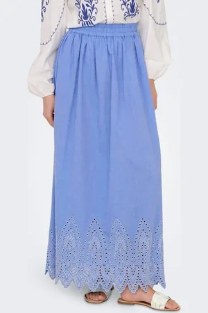 ONLY Broderie Edge 100% Cotton Maxi SkirtS 8