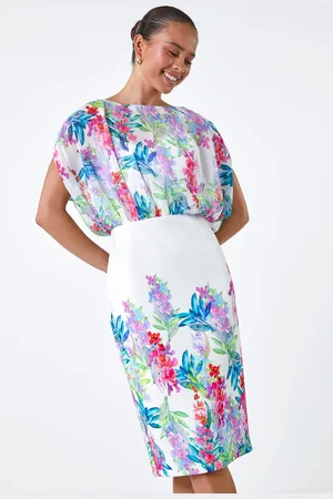 Roman Floral Chiffon Blouson Overlay Dress42