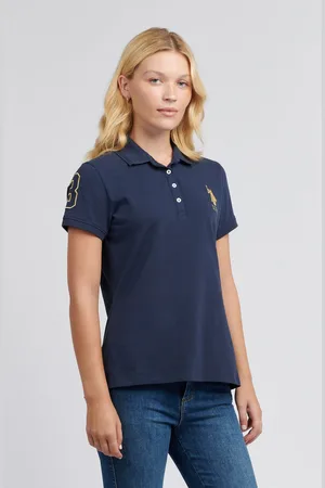 U.S. Polo Assn. U. S. Polo Assn. Womens Blue 100% Cotton Player 3 Polo Shirtsmall