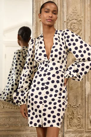 Next 100% Cotton Long Sleeve Blouson Sleeve Waisted Mini Dress36