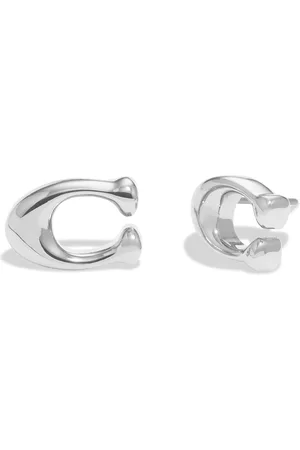 Coach Silver Tone Signature C Stud EarringsEén