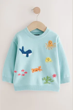 Next 100% Cotton Sea Life Character Knitted Crew Neck Jumper (3mths-7yrs)4