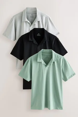 Next Short Sleeve Cuban Collar Polo Shirts 3 Packlarge