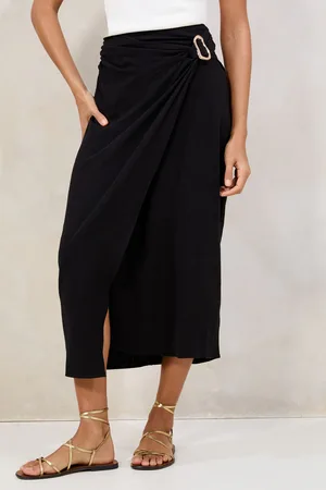Lipsy London Touch of Linen Wrap Midi SkirtEU 34 (UK 6)