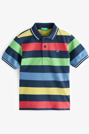 Benetton Boys Pique Stripe 100% Cotton Polo Shirt13