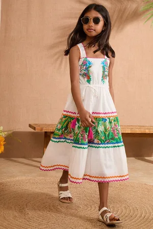 Love & Roses Tropical Print Midi Holiday Dress (5-16yrs)6 Jaar (116cm)