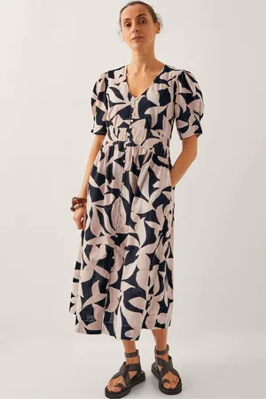 Monsoon 100% Cotton Annie Puff-Sleeve Midi Dress42