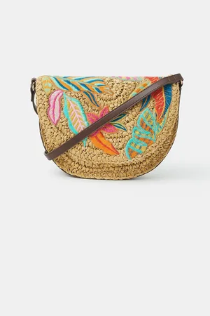 Accessorize Embroidered Raffia Cross-Body BagEén
