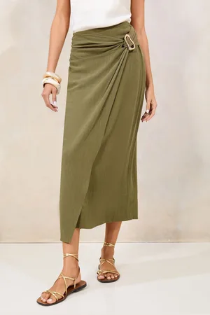 Lipsy London Touch of Linen Wrap Midi SkirtEU 44 (UK 16)