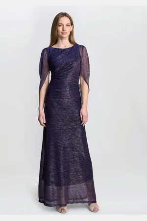Gina Bacconi Purple Joanna Metallic Knit Maxi Dress38