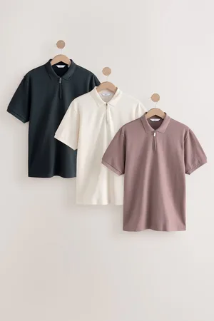 Next 100% Cotton Textured Polo Shirts 3 Pack5X-Large