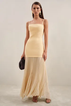 Reiss Milana Pleated Skirt Ribbed Midi Dress36