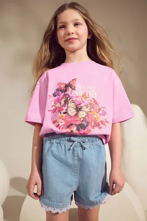 Next Butterfly 100% Cotton T-Shirt And Denim Short Set (3-16yrs)116122cm