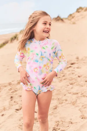Angel & Rocket Jodie Sunsafe Print Long Sleeved Swimsuit146152cm