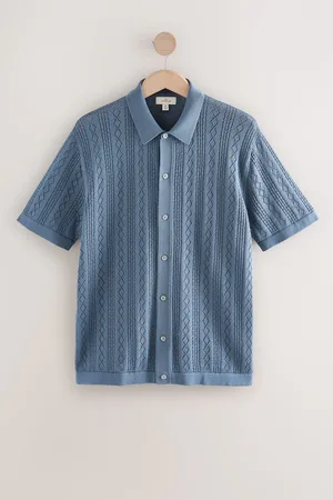 Next Regular fit Silk Rich Signature Korte mouwen Pointelle Knit Knoopsluiting PoloshirtX-large