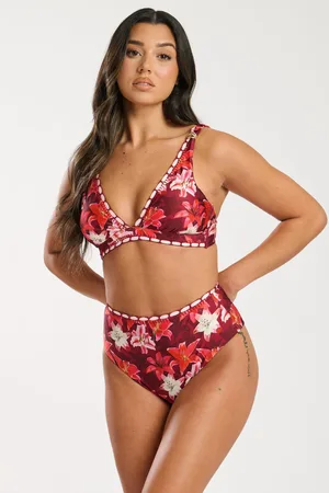 South Beach Printed Embroidery Detail High Waist Bikini BriefsEU 38 (UK 10)