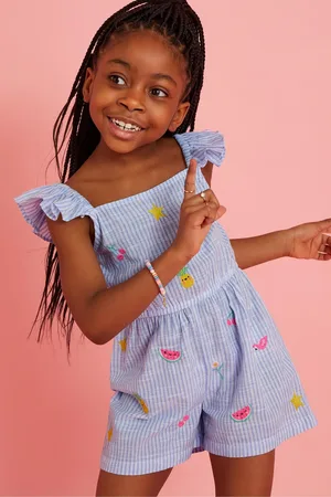 Accessorize Girls Embroidered Stripe 100% Cotton Playsuit7