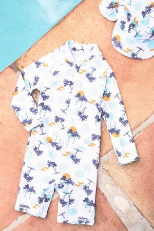 Angel & Rocket Brody Blue Sunsafe Print Toddler Swimsuit7480cm