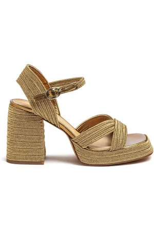Castaner Gold Braided Square Toe Heel SandalsEU 40 (UK 7)