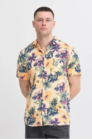 Blend Sand Floral Print Short Sleeve Shirtxlarge