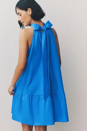 Next 100% Cotton Halter Tie Neck Sleeveless Tiered Mini Dress36