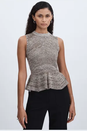 Anna Quan Cotton-Blend Knitted Peplum Top42