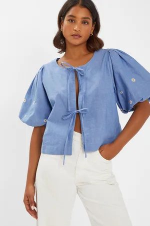 Accessorize Daisy Puff Sleeve Tie 100% Cotton Topsmall