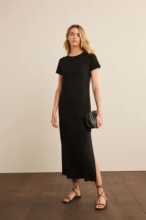 Next Ribbed T-Shirt Style Column Maxi Dress With Slit DetailXS