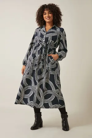 Evans Blue Linear Print Crepe Midaxi Dress44